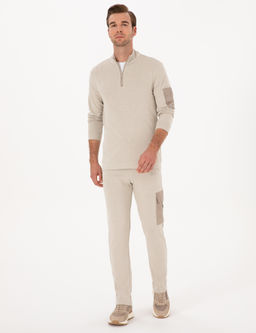 Bej Slim Fit Kargo Cepli Pa_as_ D_z E_ofman Alt_