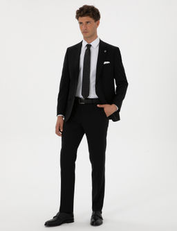 Siyah Slim Fit %100 Y_n Tak_m Elbise