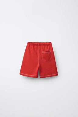 CONJUNTO CAMISETA Y BERMUDA FELPA PESPUNTES / Rojo - Zara фото 5