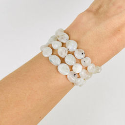 Бусины для украшений из Лунного камня с вкл. Турмалина (галтовка) 40 см