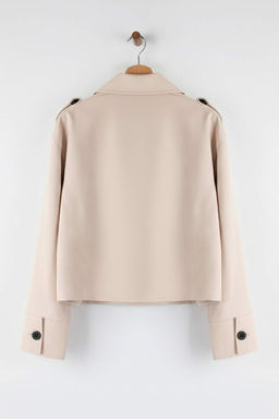 Bej Kruvaze Oversize K?sa Trenckot TWOAW26TR00020 - Trendyolmilla фото 8