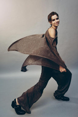 METALLIC THREAD PALAZZO TROUSERS - Zara фото 4