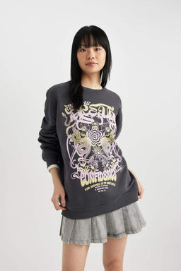 Толстый свитшот Cool Oversize с принтом и круглым вырезом