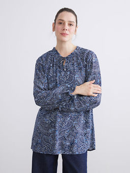 Ba?lamal? Yaka Desenli Bluz