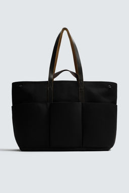 BOLSO SHOPPER DETALLES PIEL AARON LEVINE X ZARA / Negro фото 4