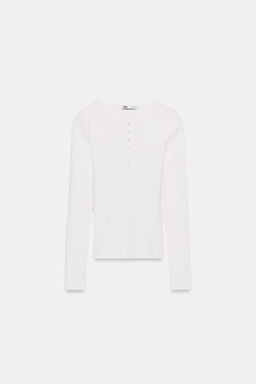 HENLEY NECK T-SHIRT - Zara фото 6