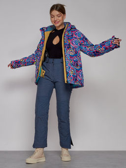 Горнолыжная куртка женская зимняя синего цвета 2302-2S - Mtforce фото 7