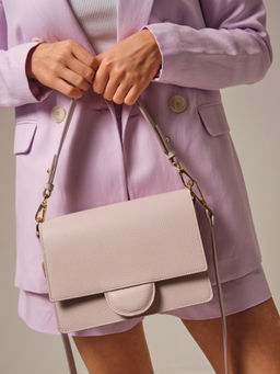 Сумка кожаная через плечо Deboro 30574 розовый дым