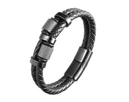 Браслет из кожи и стали, ALB98ч