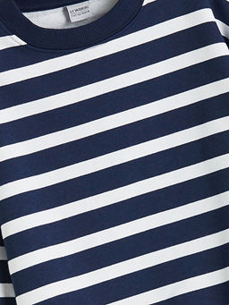 Bisiklet Yaka ?izgili K?z ?ocuk Sweatshirt
