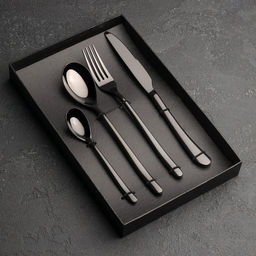 Набор столовых приборов из нержавеющей стали Magistro Джентри, 4 предмета, цвет чёрный фото 4