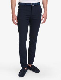 Lacivert Slim Fit Beli Latikli Kanvas Pantolon