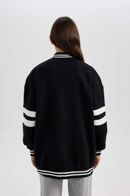 Кардиган-бомбер с вышитым воротником и мягким ворсом внутри - Defacto фото 5