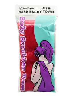 Bath Towel Мочалка-полотенце для душа с пилинг-эффектом / Nylon Long Exfoliating Towel, жесткая, красный