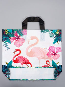 Цена за 50 шт. Пакет с петлевой ручкой "Фламинго" светлый 35 х 30 х 8, см, 60 мкм