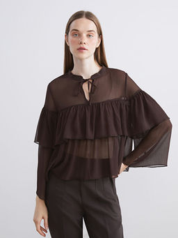 Ba?lamal? Yaka ?ifon F?rf?rl? Bluz