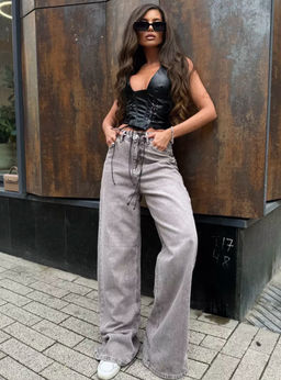 K11462 Джинсы Багги КОРИЧНЕВЫЙ