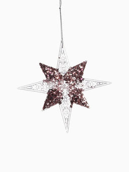 Цена за 3 шт. Ёлочная игрушка Зимнее волшебство. Звезда сияние серединка блеск, 1212 см, прозрачно-розовый фото 10