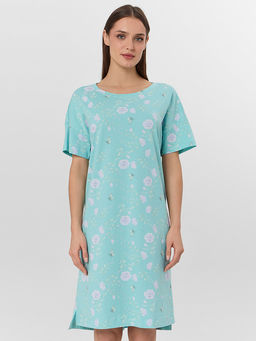 Сорочка ночная женская зеленая с цветочным принтом - Mark formelle фото 3