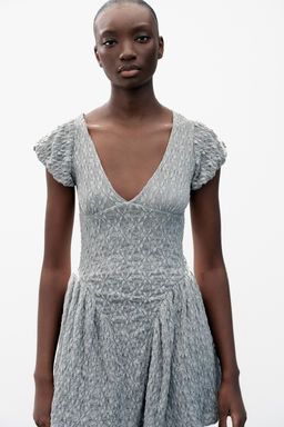 VESTIDO ENCAJE VOLUMEN / Azul / Gris - Zara фото 5