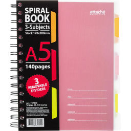 Бизнес-тетрадь 140л,кл,А5,SPIRAL BOOK Розовый,евроспир,обл.пласт,разд.84111 - Attache фото 2