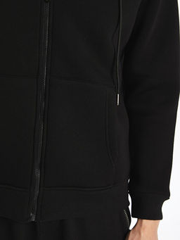 Kap??onlu Uzun Kollu Erkek Fermuarl? Sweatshirt