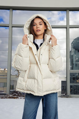 Tas Oversize Kapusonlu Kaz Tuylu Su Iticili Sisme Mont TWOAW25MO00102 - Trendyolmilla фото 2