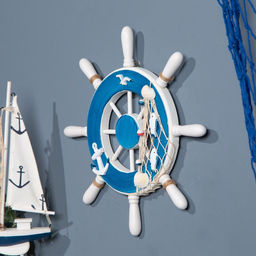 Декор настенный, панно «Штурвал», голубой, 33 см