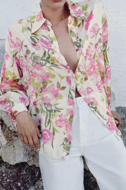 CAMISA SATINADA ESTAMPADO FLORAL / Multicolor - Zara фото 5