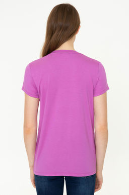Женская фиолетовая футболка с V-образным вырезом Basic - U.s. polo assn фото 17