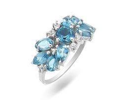 Кольцо из серебра лондон топаз кварц, Белиссимо