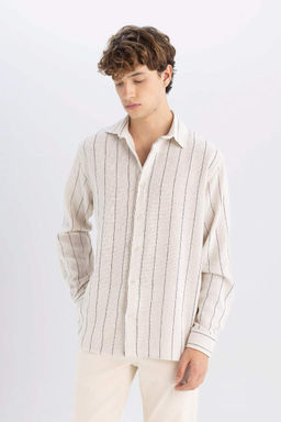 Рубашка в полоску с длинным рукавом Relax Fit - Defacto фото 4
