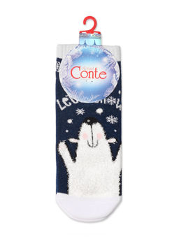 Цена за 2 пары. Носки Удлиненные CONTE Короткие новогодние носки со стразами и люрексом Let it snow т.синий - Conte elegant фото 3