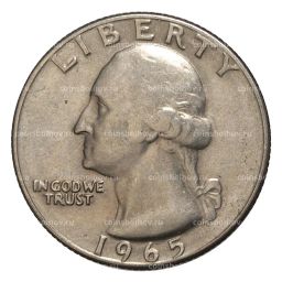 Монета 25 центов (1/4 доллара) 1965 года  США