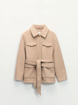 Куртка-рубашка из ткани с ворсом на поясе / Zarina  фото 2