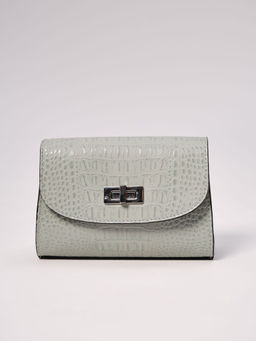 Сумка кожаная на плечо Deboro 31033 серо-зеленый