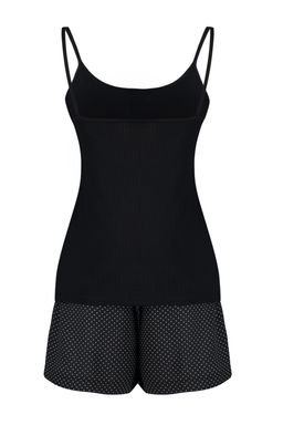 Trendyolmilla Siyah %100 Pamuklu Puantiyeli Dugme Detayl? Ip Ask?l? Sortlu Orme Pijama Tak?m? THMSS24PT00335 фото 8