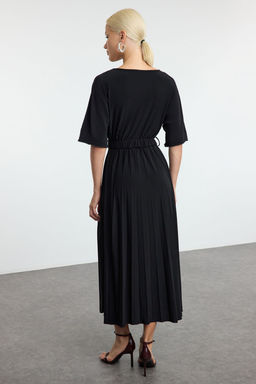TRENDYOLMILLA Zumrut Yesili Skater Kemerli Truvakar Kollu Maxi Esnek Orme Elbise TWOAW25EL00465  фото 5