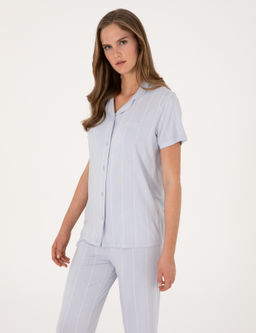 Mavi K_sakollu G_mlek Pijama Tak_m_