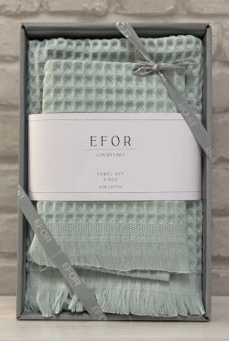 Набор вафельных полотенец EFOR из 2-х предметов (50*90 и 70*140) WAFFLE минтоловый MINT коробка
