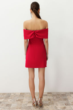 TRENDYOLMILLA Siyah Carmen Yaka Dokuma K?sa Elbise TPRSS24EL00154  фото 6