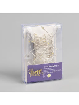 Гирлянда Мишура 2 м, роса, IP20, серебристая нить, 50 LED, от батареек CR2032?2, свечение тёплое белое - Luazon lighting фото 6