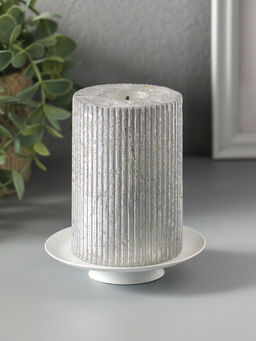 Металлический подсвечник плоский «Чашка на подставке», 10 см, белый