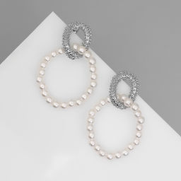 Серьги с жемчугом Бусина переплетение чувств, цвет серебро