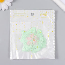 Цена за 10 шт. Декор для творчества текстиль вышивка Бабочка зелёно-розовая, 4.3?5.5 см