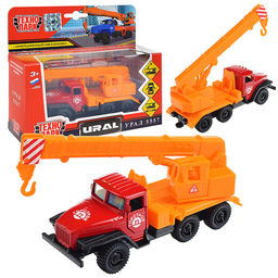 Машина Урал Кран, 12 см, металл, (двери, подвиж. детали) инерц.