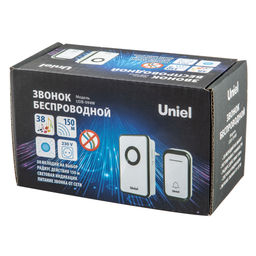 UDB-094W-R1T1-38S-BL/WH Звонок электронный, 220В. Радиус действия 150 метров. Черный с белым. ТМ Uniel