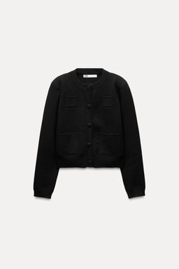 PLAIN KNIT CARDIGAN WITH SHOULDER PADS - Zara фото 3