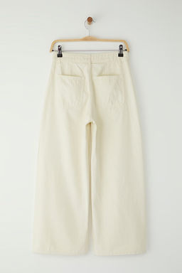 Beyaz Yuksek Bel Nak?s Detayl? Culotte Jeans TWOSS25JE00284 - Trendyolmilla фото 6