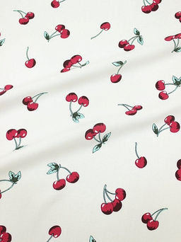 Штапель Вишенки на молочно-сливочном, ш.1.42м, вискоза-100%, 90гр/м.кв - Купава фото 14